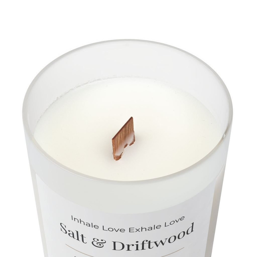 Salt & Driftwood Frosted Glass Candle — 11oz 🔥 Best Seller